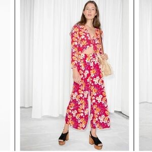 & Other Stories Floral Print Wide Leg Pants Sz 10
